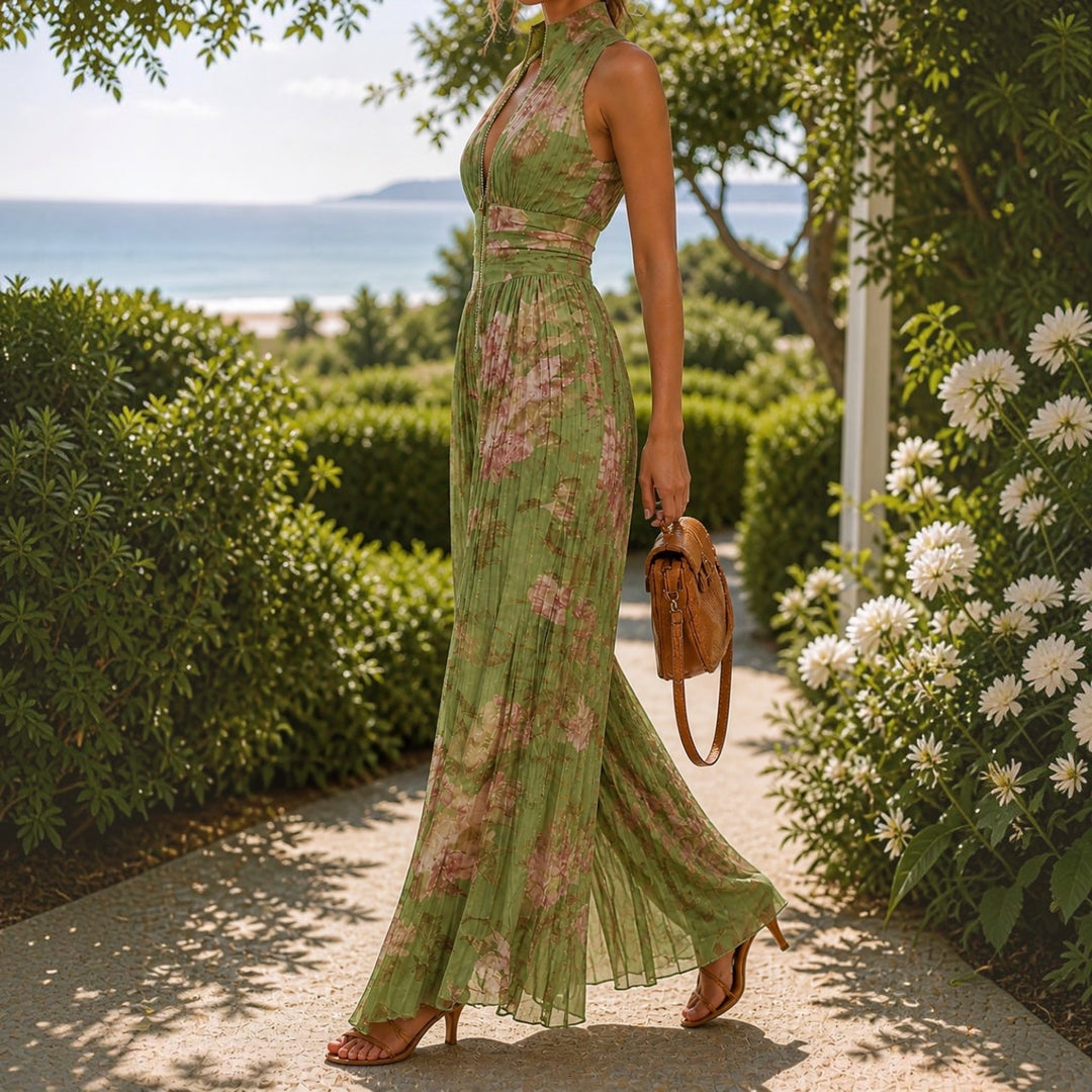 FLORA™ | Floral Halter Wide-Leg Jumpsuit