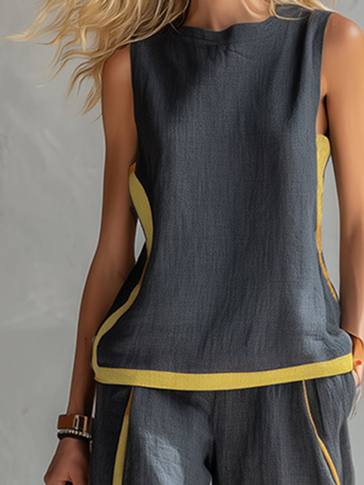 Leila – Two-tone vest and pants set