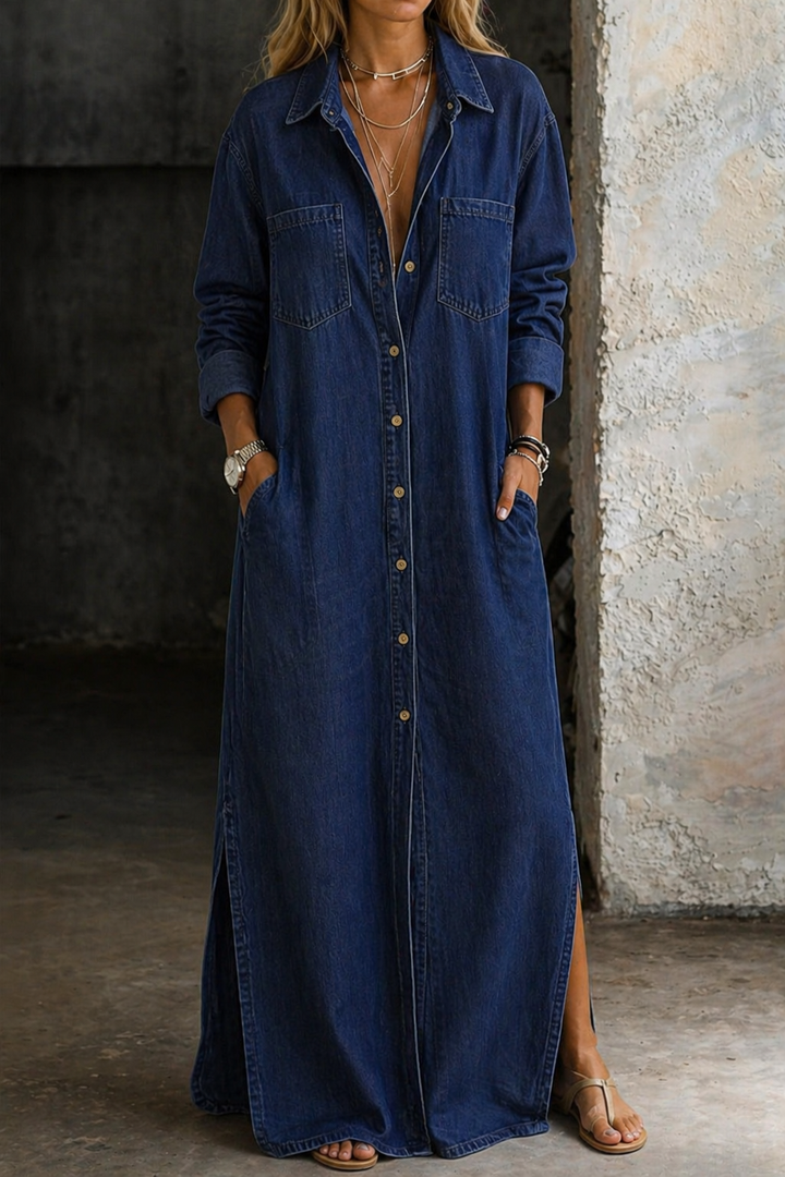 Delana | Button Down Maxi Shirt Dress
