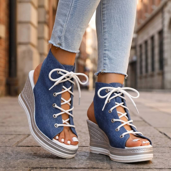Camille | Effortless Chic Lace-Up Wedge Sandals