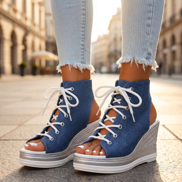 Camille | Effortless Chic Lace-Up Wedge Sandals