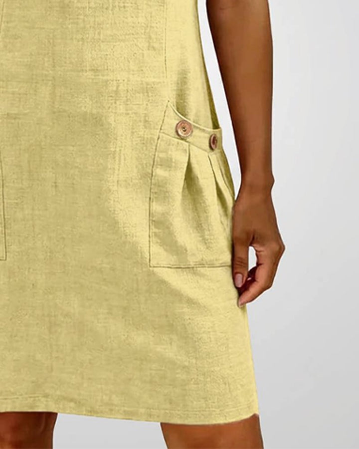 Sola Dress — Cotton Linen with Zip & Pockets