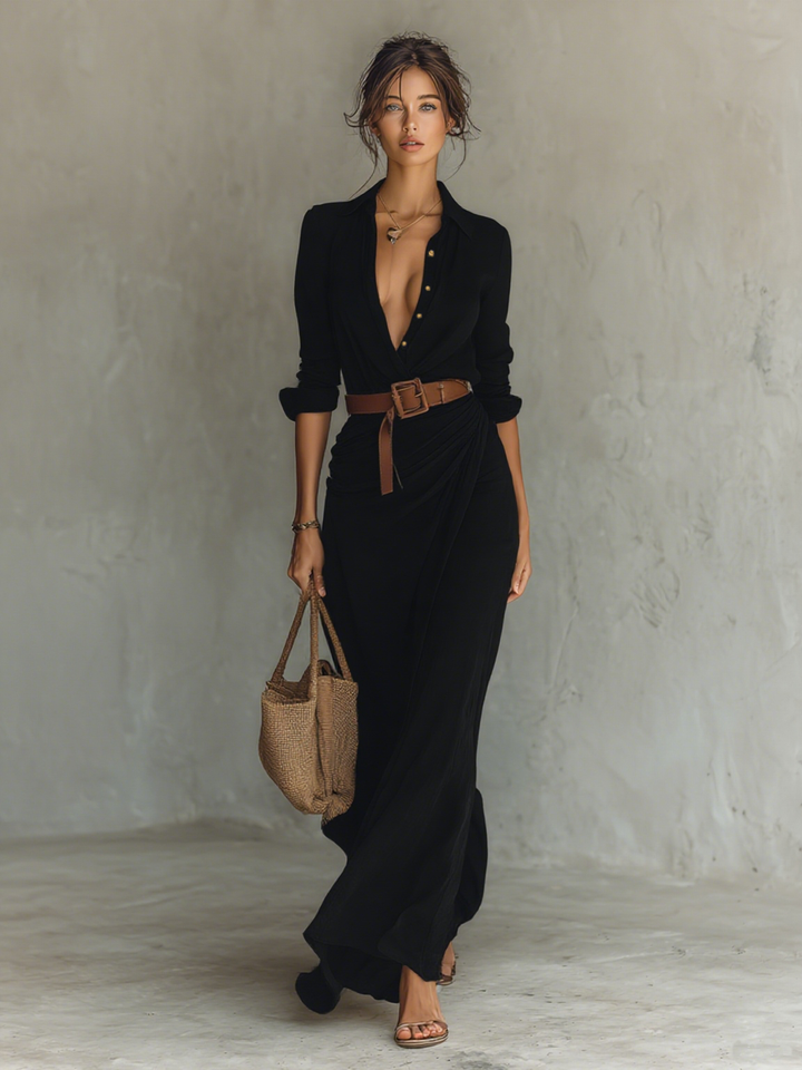 Grace | Elegant Belted Maxi Dress