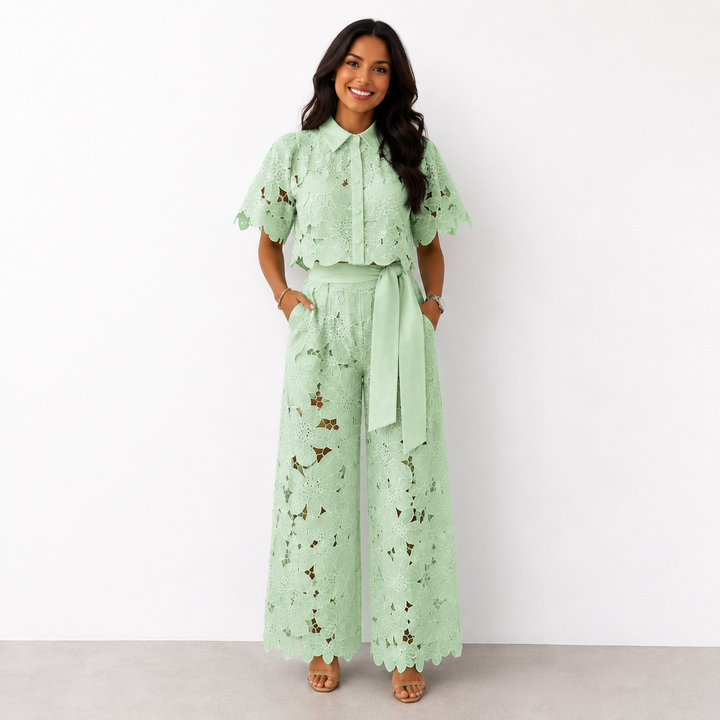 Isabela™ | Elegant Floral Lace Two-Piece Set
