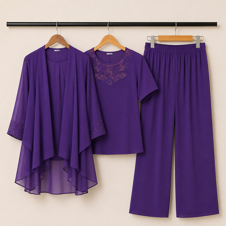 ELISE™ | Elegant Lace Three-Piece Pant Set