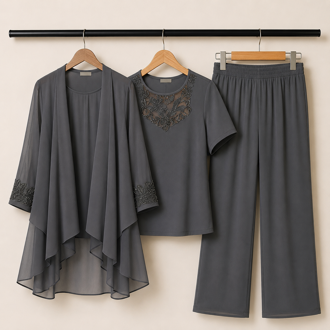 ELISE™ | Elegant Lace Three-Piece Pant Set