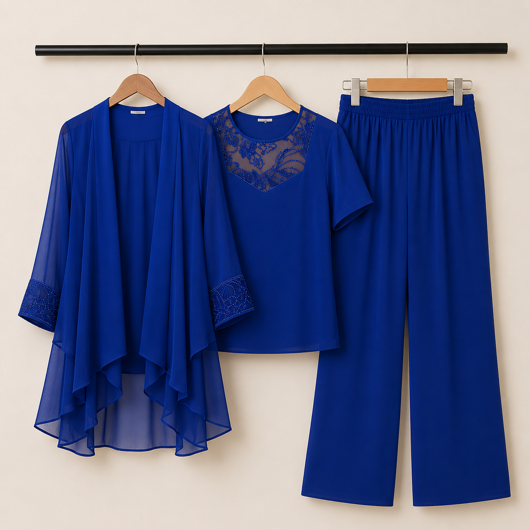 ELISE™ | Elegant Lace Three-Piece Pant Set