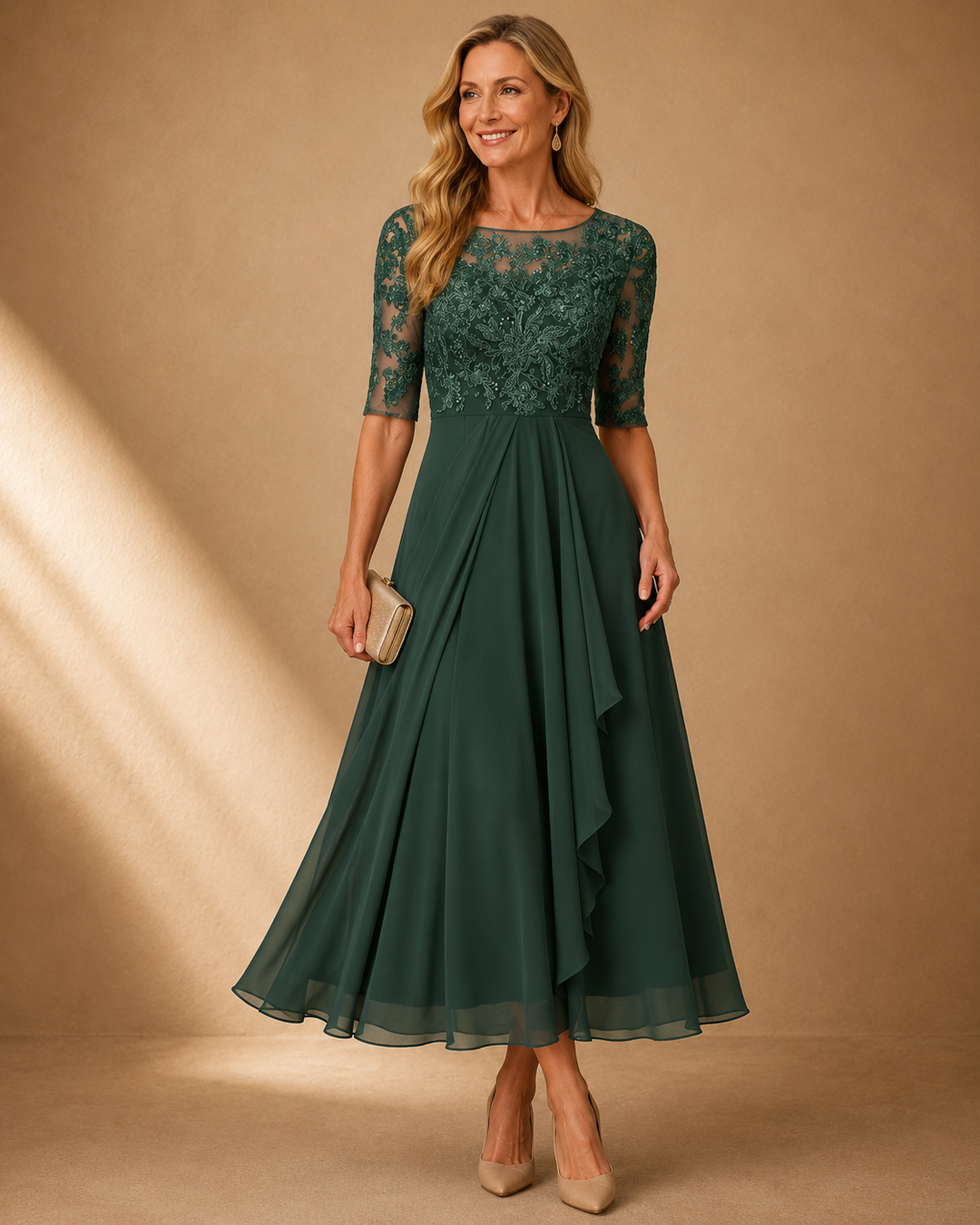 Rose | Timeless Lace Elegance Midi Dress