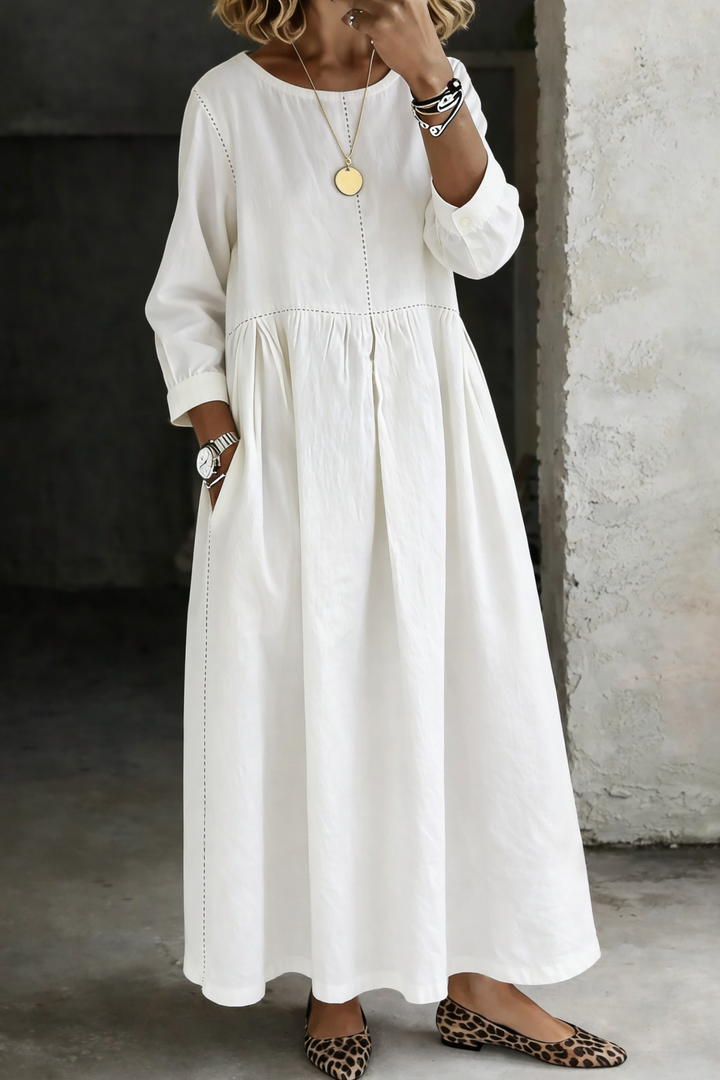 Melissa | Long Sleeve Round Neck Denim Maxi Dress