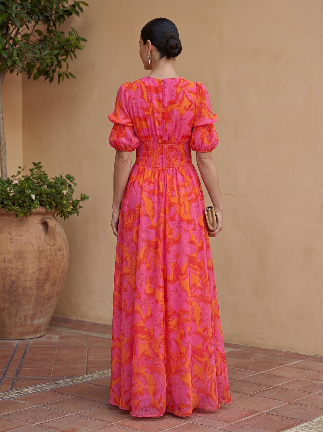 Olvera | Floral Puff Sleeve Maxi Dress