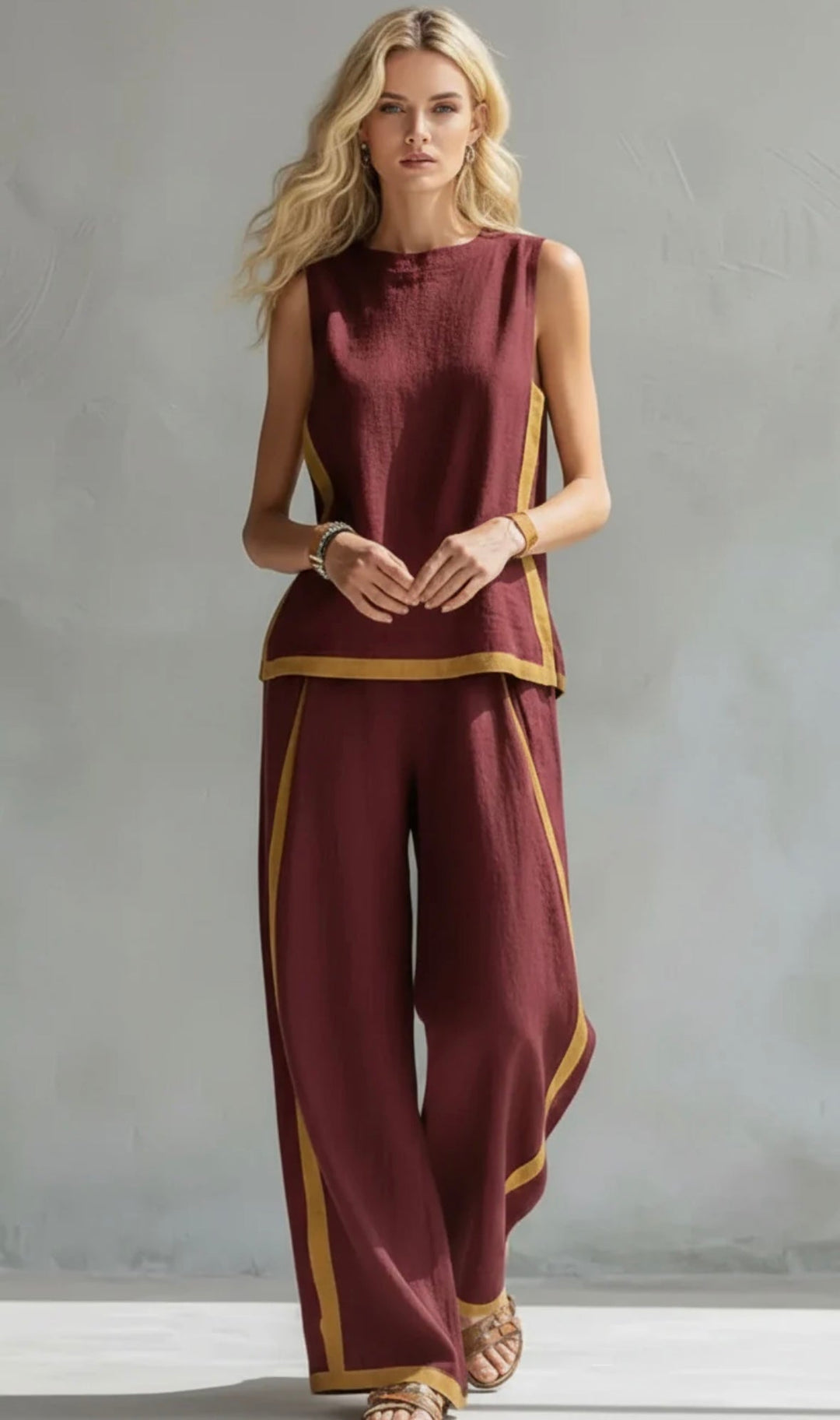 Leila – Two-tone vest and pants set