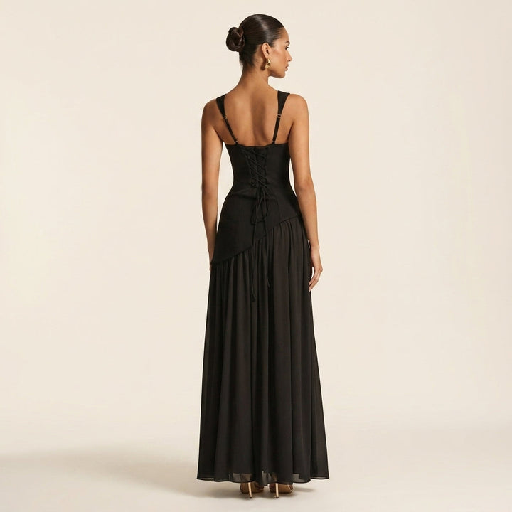 Tullulah™ | Elegant Lace-Up Back Corset Maxi Dress