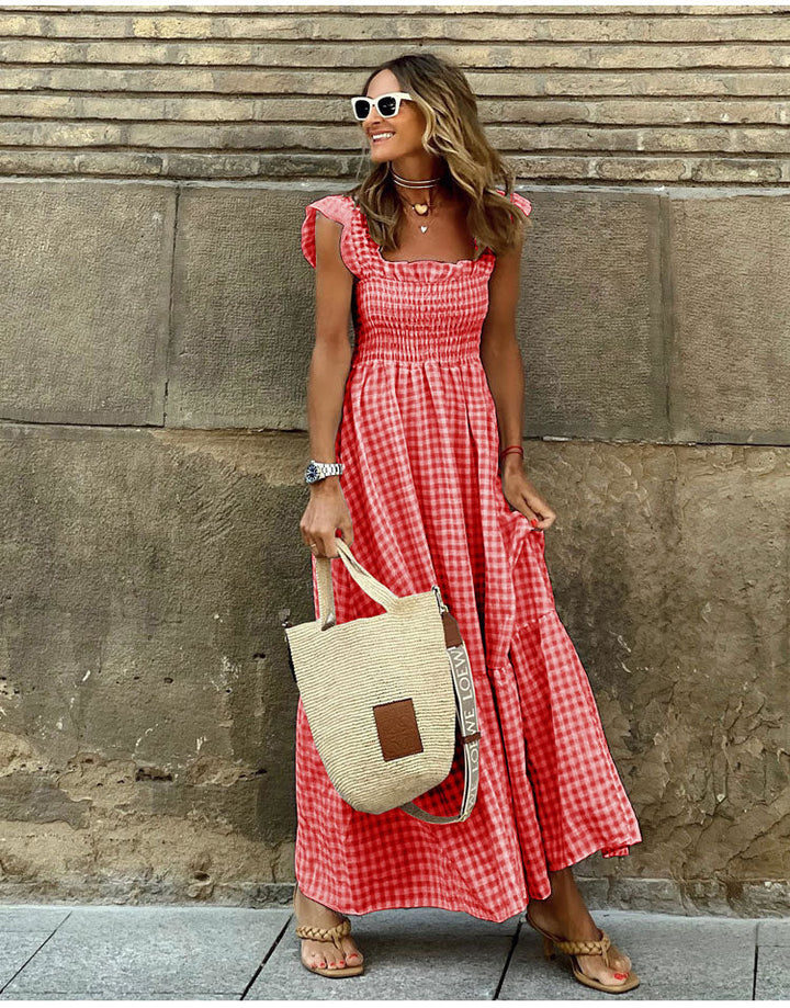 Lyra™ | Smocked Gingham Maxi Dress