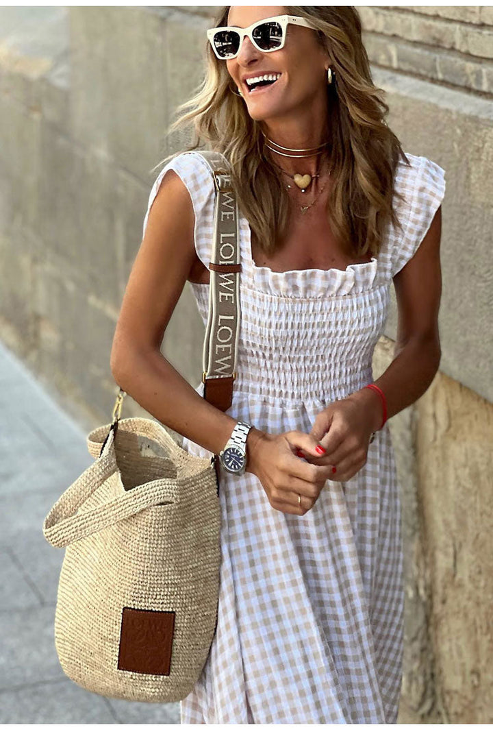 Lyra™ | Smocked Gingham Maxi Dress