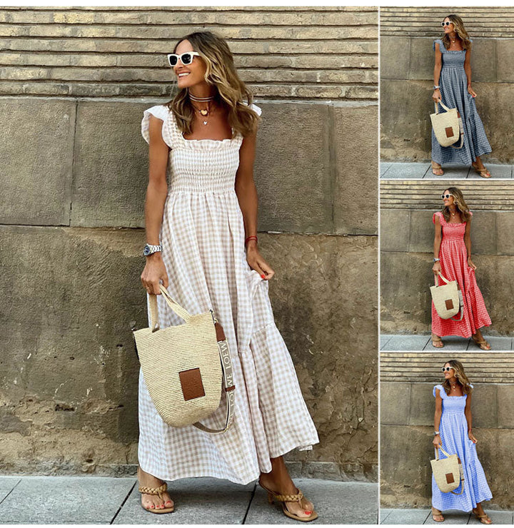 Lyra™ | Smocked Gingham Maxi Dress