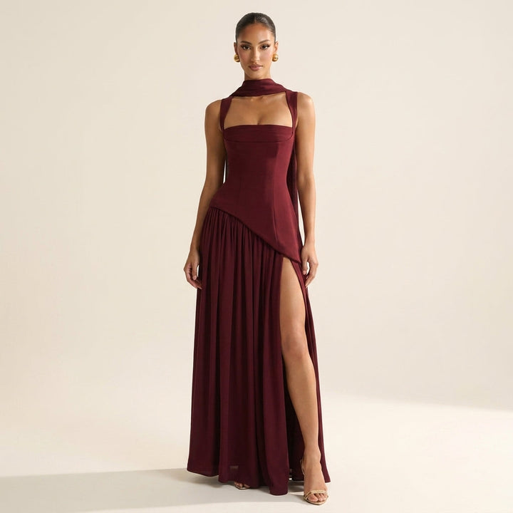 Tullulah™ | Elegant Lace-Up Back Corset Maxi Dress