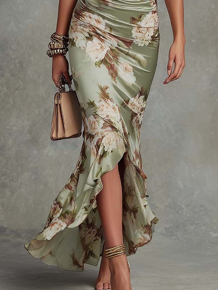 Anastasia | Long Green Satin Dress