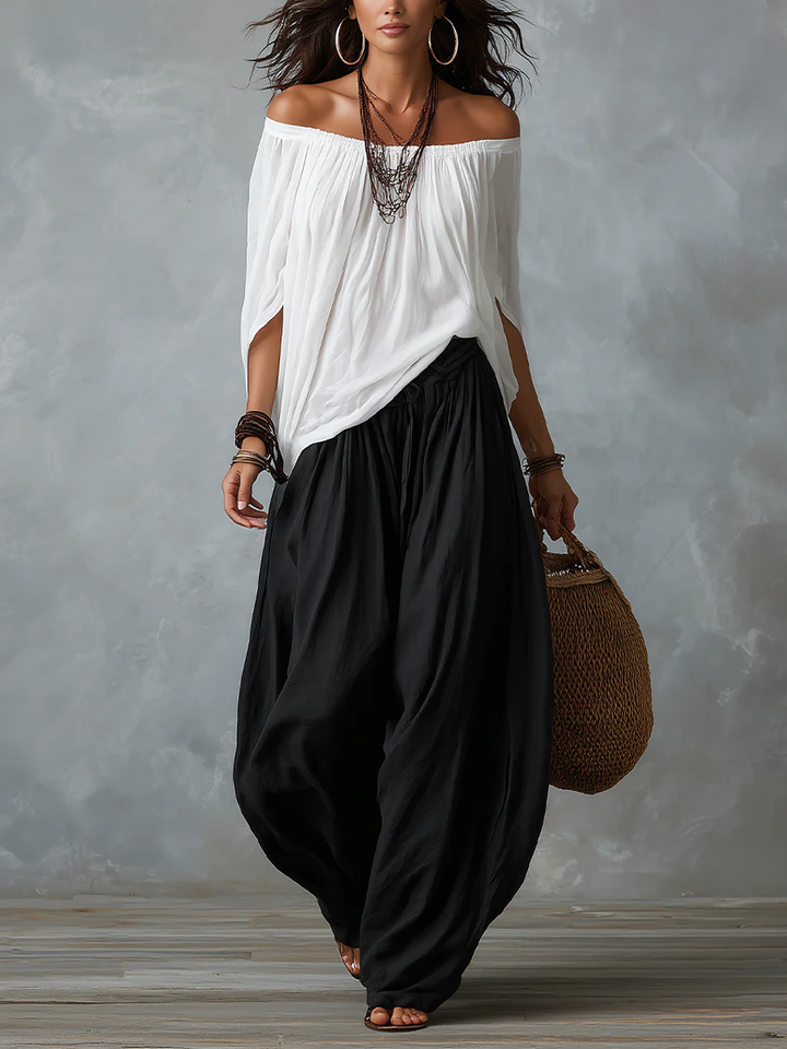 Luna | Off-Shoulder Top & Harem Trousers Co-Ord Set