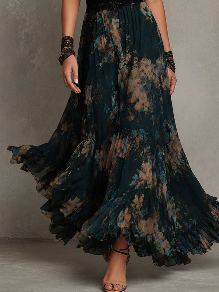 Gillian™ | Lace Trim Floral Maxi Dress