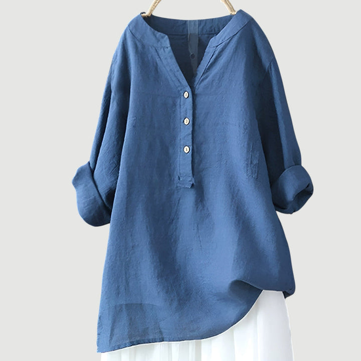 RAVENNA – Women’s Oversized Blouse with V-neck and Buttons