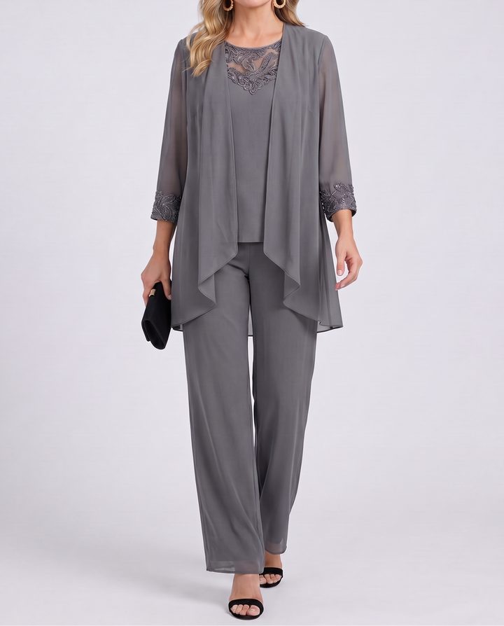 Eleanor™ | Lace-Detail Jacket &amp; Wide-Leg Trouser Set