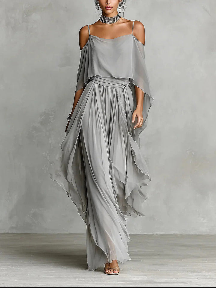 Angustias | Long draped chiffon dress