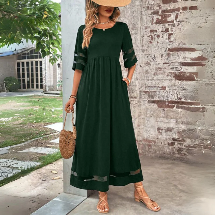 Cerelia | Relaxed Mesh Panel Maxi Dress