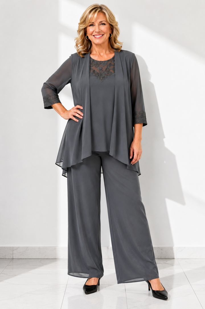 ELISE™ | Elegant Lace Three-Piece Pant Set