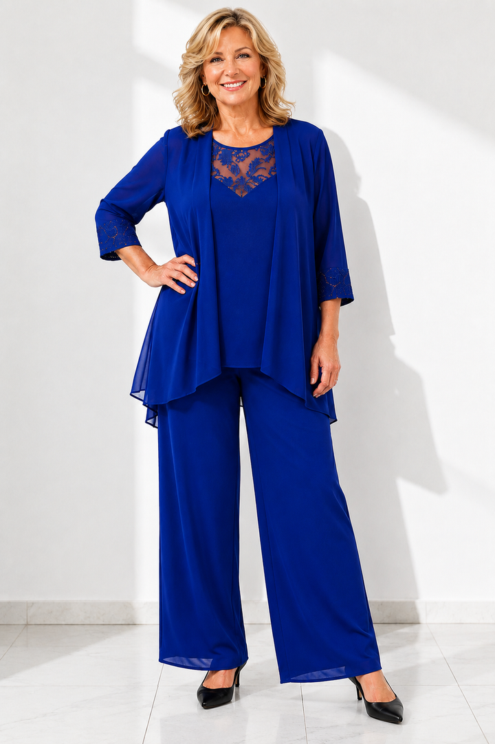 ELISE™ | Elegant Lace Three-Piece Pant Set