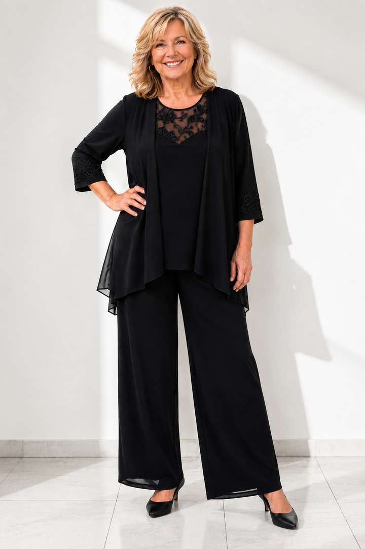 ELISE™ | Elegant Lace Three-Piece Pant Set